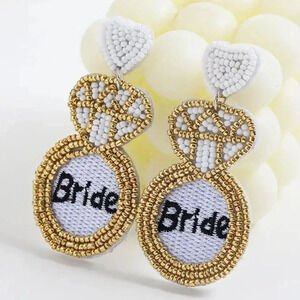 Bride Elegant Ring Drop Beaded Earrings